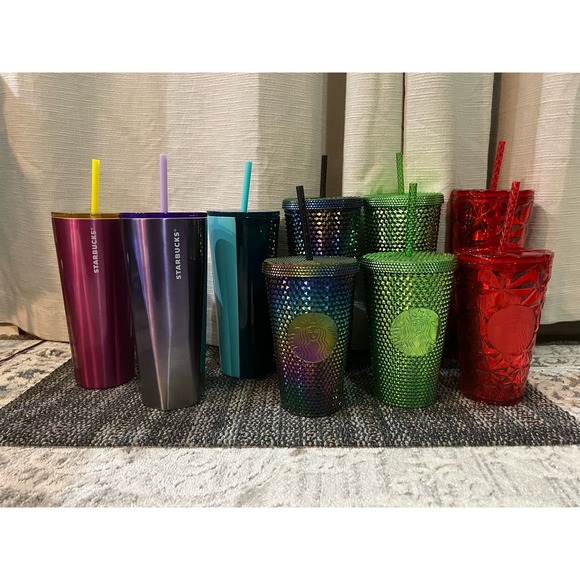 Starbucks Limited Edition Metallic Green Studded Holiday 2023 24oz & 16oz - Picture 6 of 6
